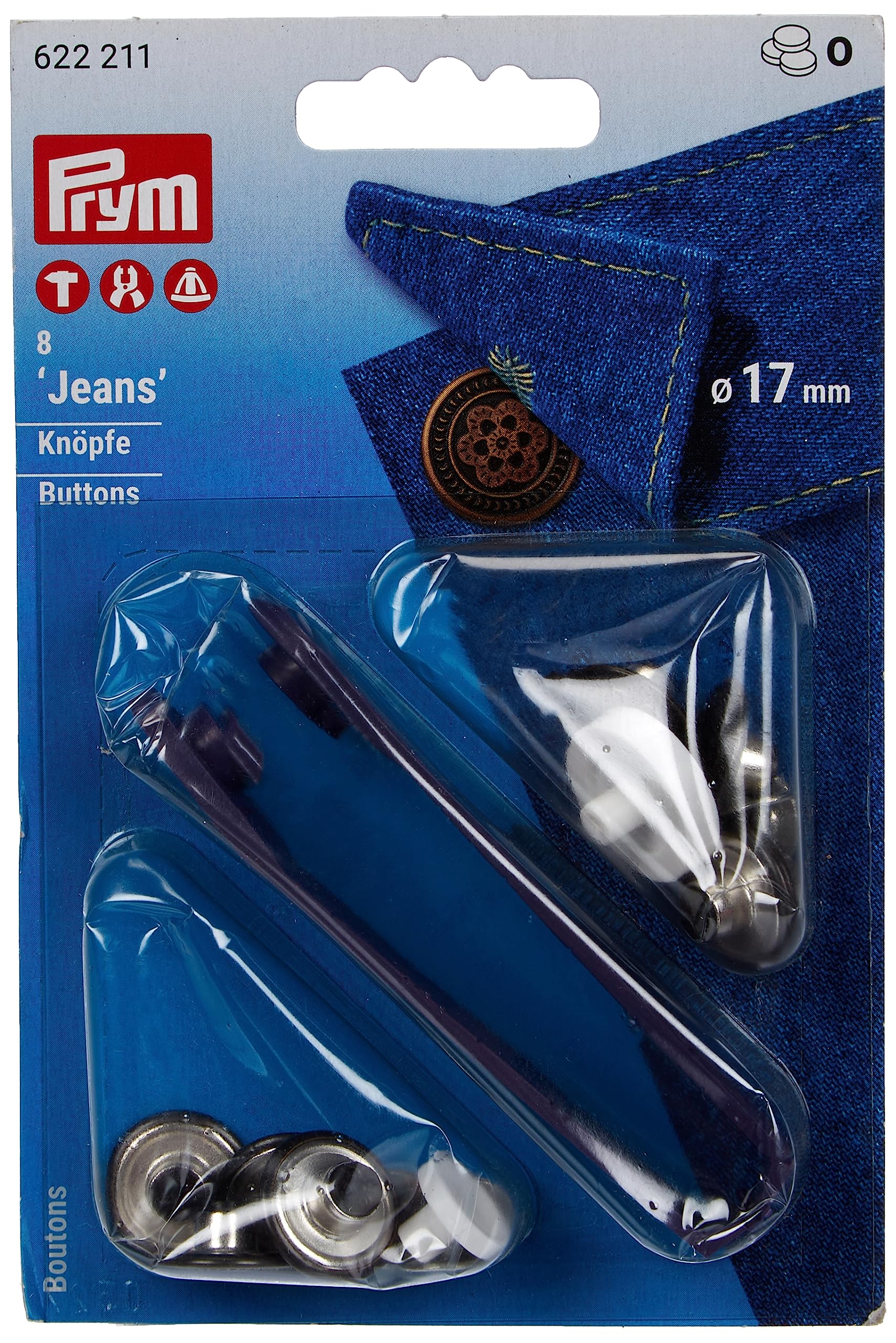 prym-boutons-jeans-fleur-17-mm-laiton-antique-8-pi-ces image 2