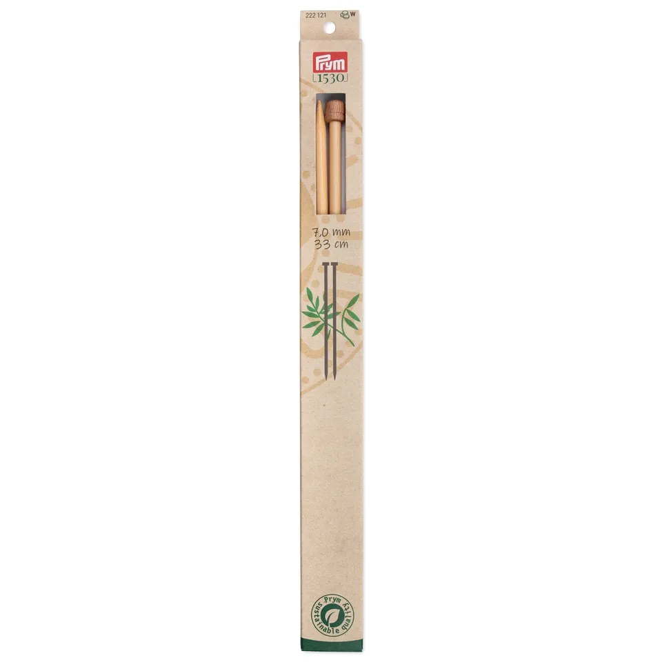 prym-1530-aiguilles-droites-tricoter-en-bambou-33-cm-7-00-mm-naturel image 1