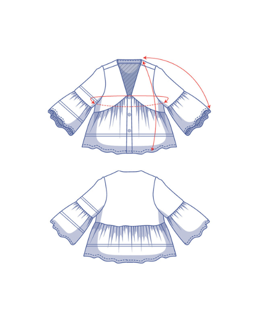 fibre-mood-rozan-top-patron-de-couture-encolure-v-manches-fronc-es-xs-xxxl image 4