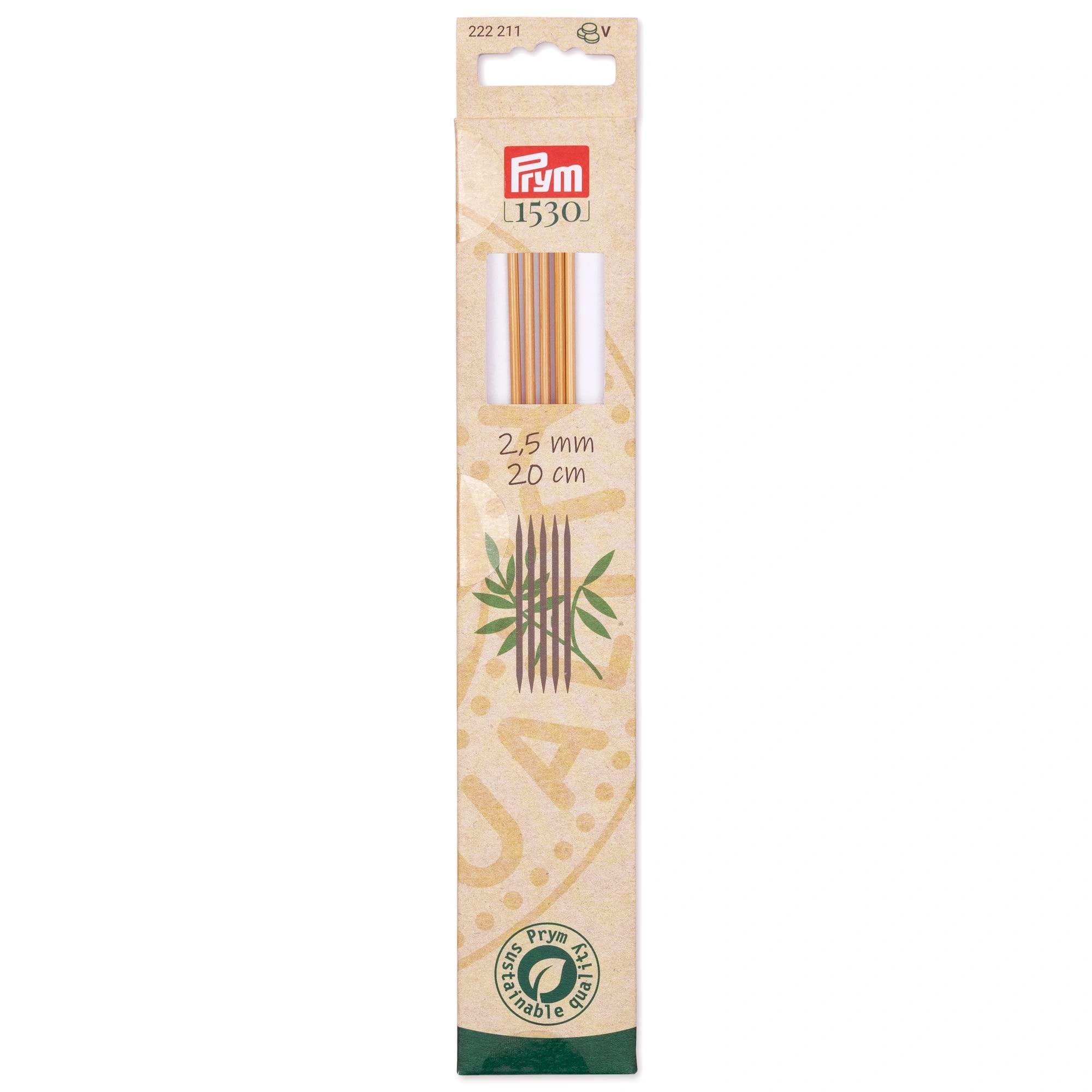prym-222211-aiguilles-double-pointe-bambou-20-cm-2-50-mm image 1