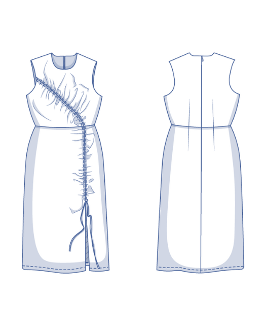 fibre-mood-muriel-patron-de-couture-robe-midi-ajust-e-fronces-ruban image 7