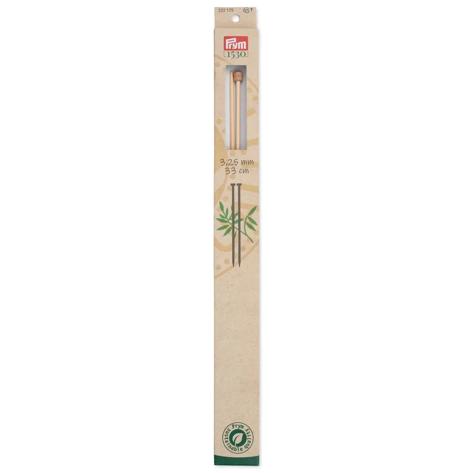 prym-aiguilles-tricoter-simple-pointe-en-bambou-33-cm-3-25-mm-naturel image 1