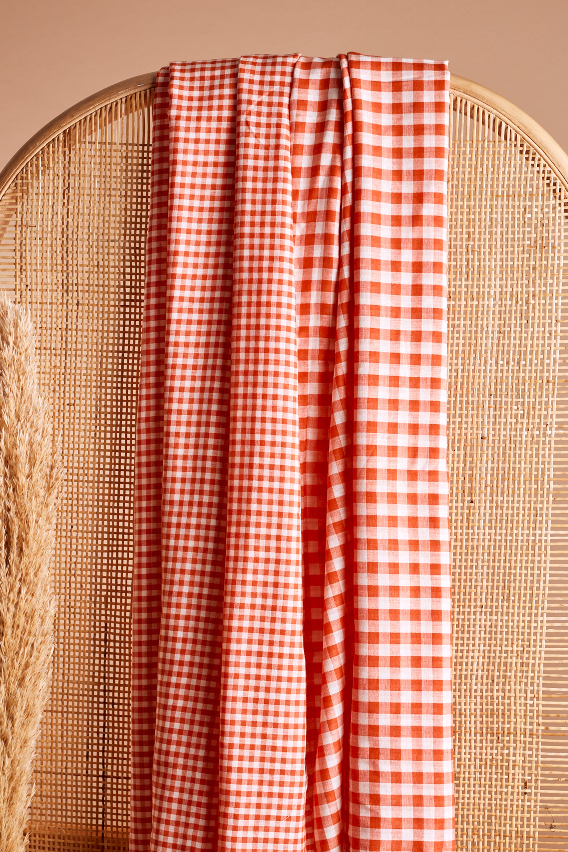 atelier-brunette-vichy-off-white-tangerine-tissu-coton-carreaux image 1