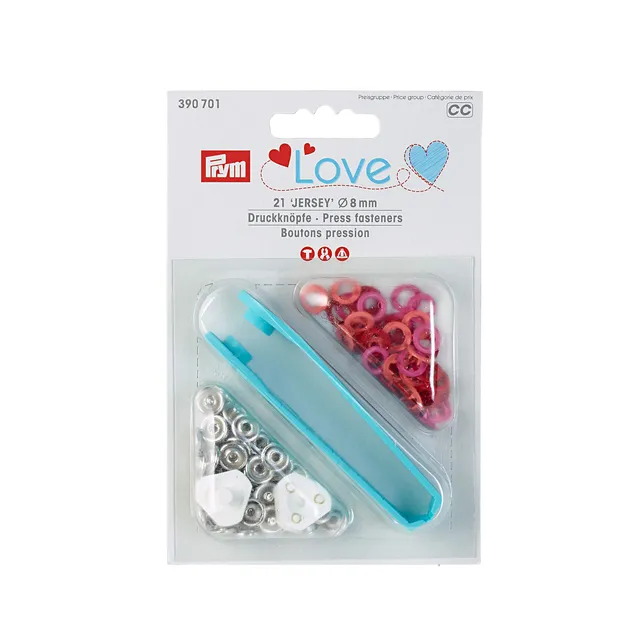prym-love-amour-boutons-pression-jersey-laiton-8-mm-rouge-orange-rose image 1