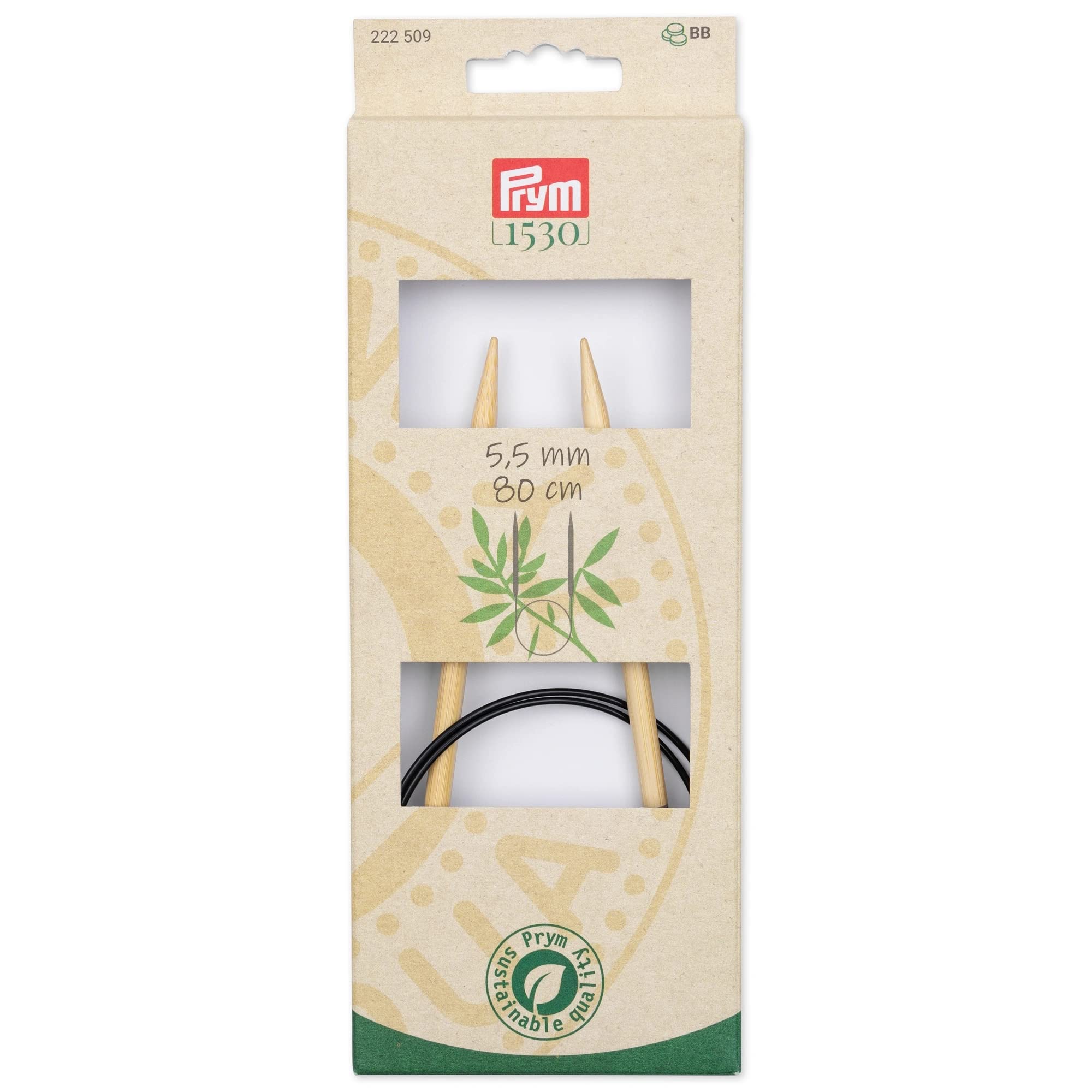 prym-1530-aiguille-circulaire-tricoter-en-bambou-naturelle-taille-unique-40-80-c image 1