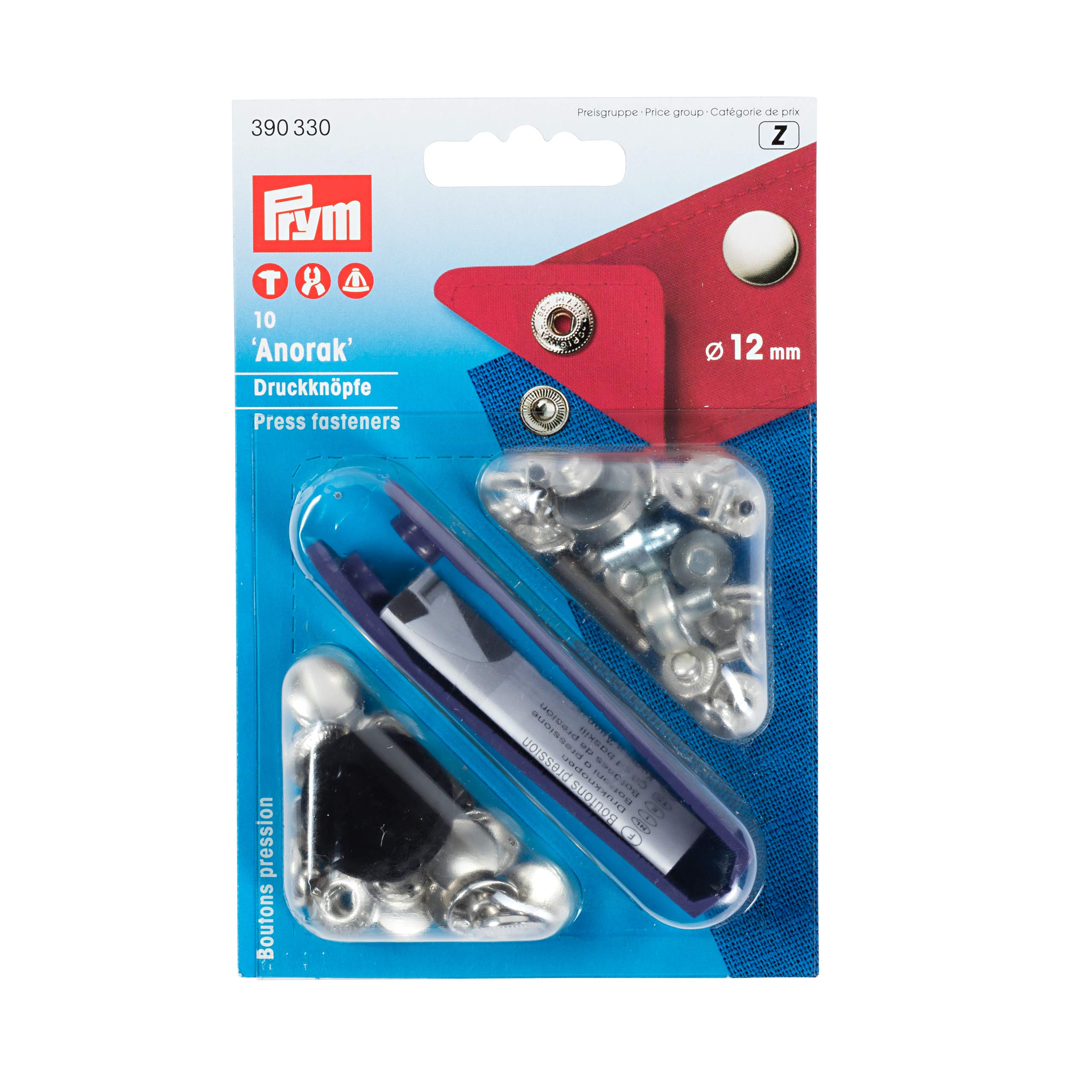 prym-boutons-pression-anorak-12-mm-sans-couture-argent-lot-de-10 image 1