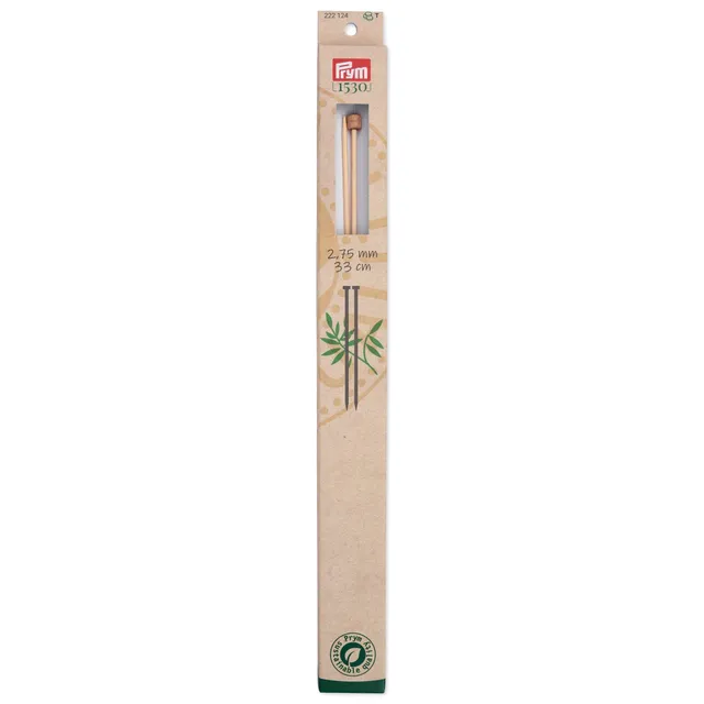prym-aiguilles-tricoter-simple-pointe-en-bambou-33-cm-2-75-mm-naturel image 1