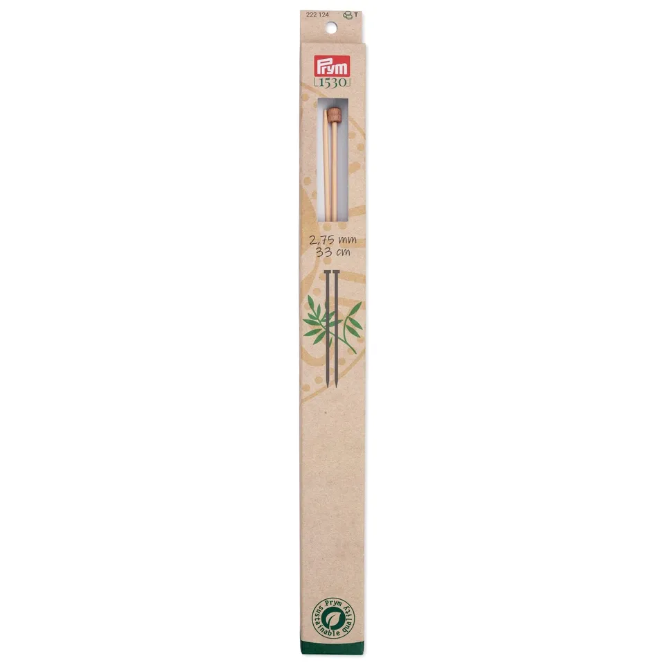 prym-aiguilles-tricoter-simple-pointe-en-bambou-33-cm-2-75-mm-naturel image 1