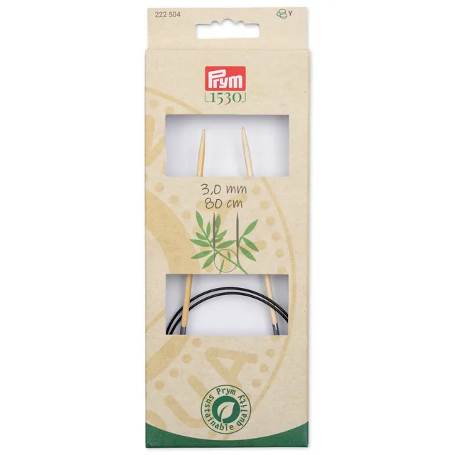 prym-222504-aiguilles-tricoter-circulaires-bambou-80-cm-3-00-mm-naturel image 1