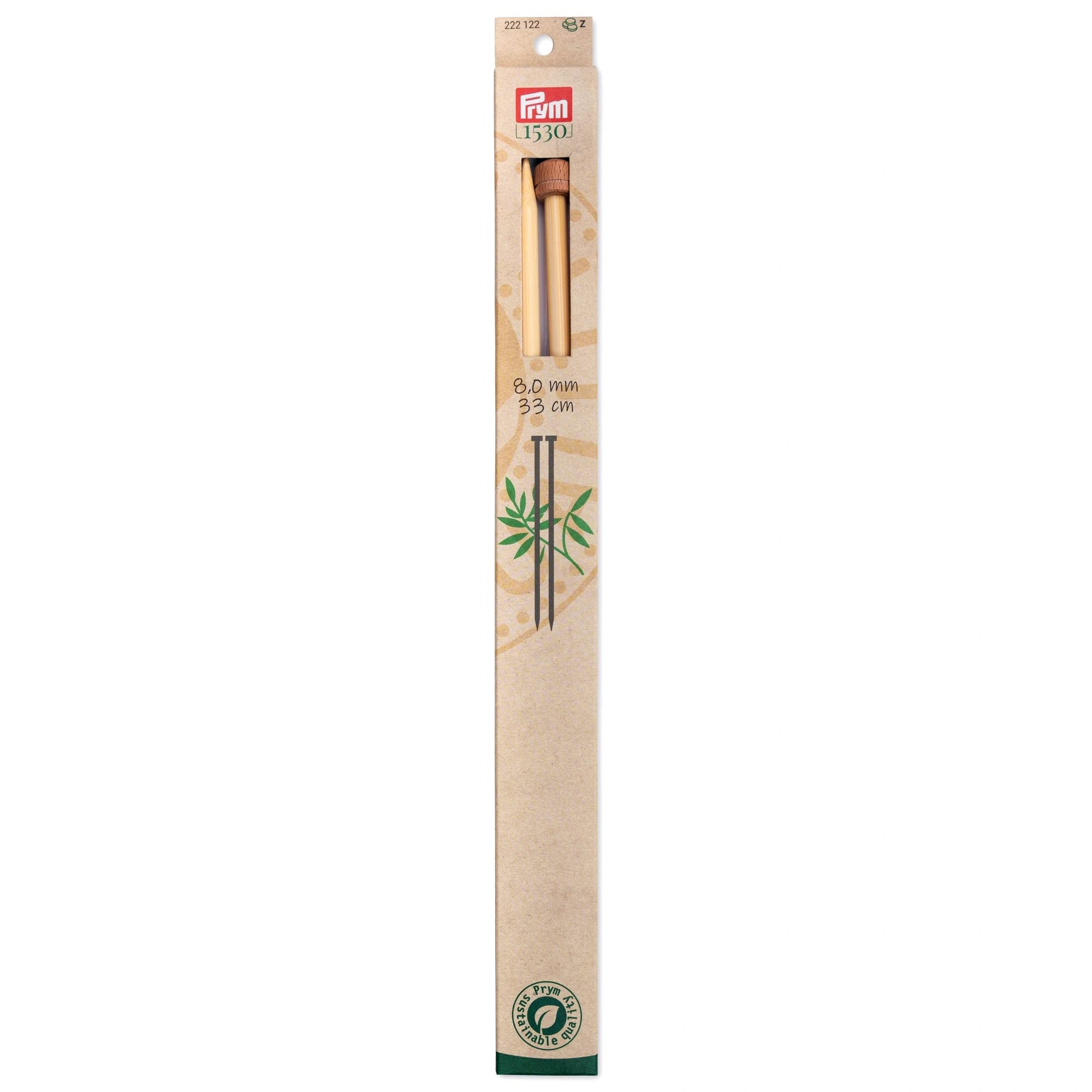 prym-1530-aiguille-tricoter-pointe-unique-bambou-33-cm-8-00-mm-naturel image 1
