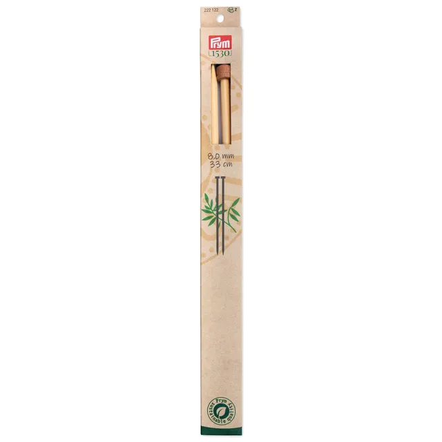 prym-1530-aiguille-tricoter-pointe-unique-bambou-33-cm-8-00-mm-naturel image 1