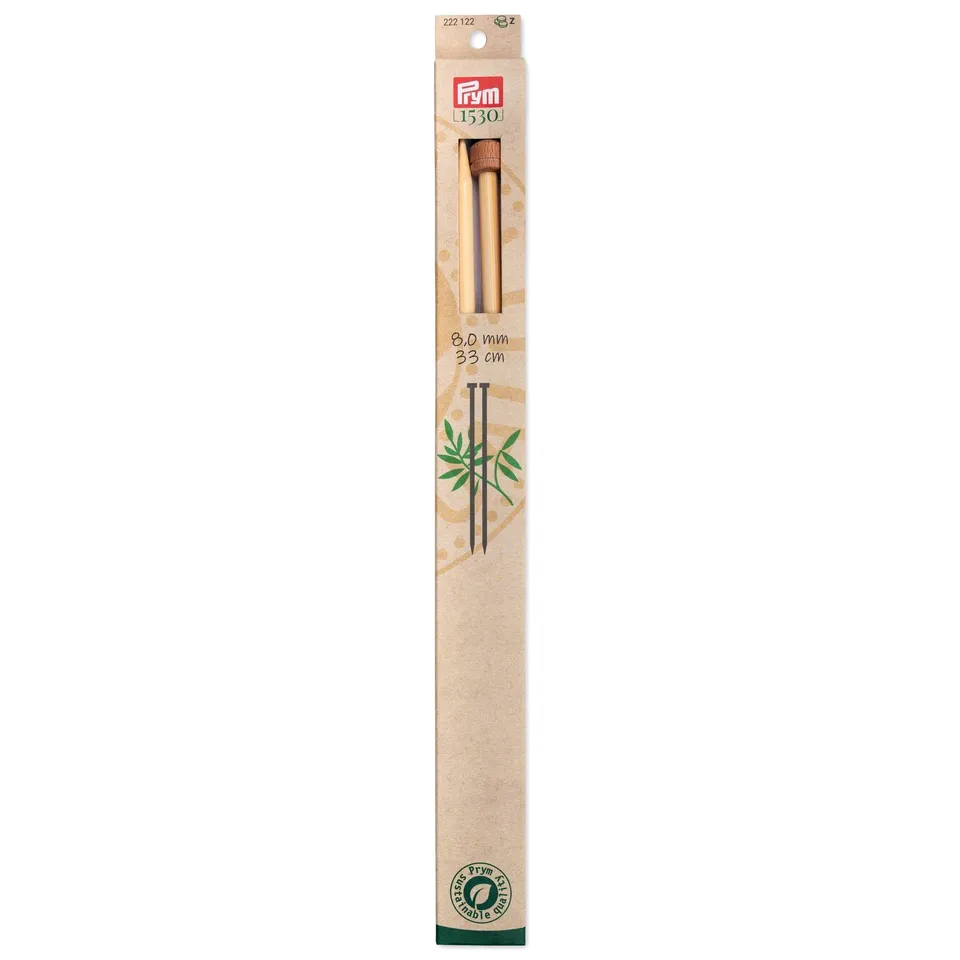 prym-1530-aiguille-tricoter-pointe-unique-bambou-33-cm-8-00-mm-naturel image 1