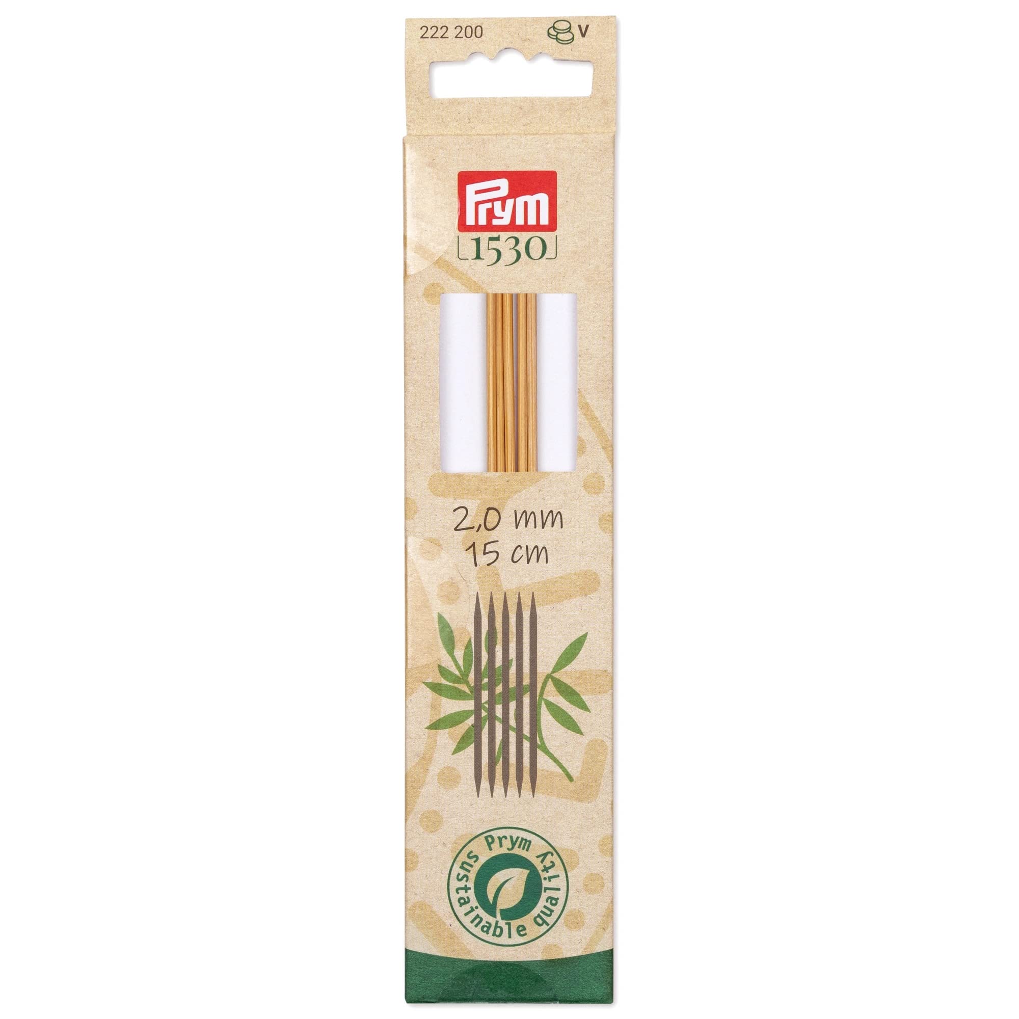 prym-aiguilles-double-pointes-bambou-naturel-set-de-5-pi-ces image 1