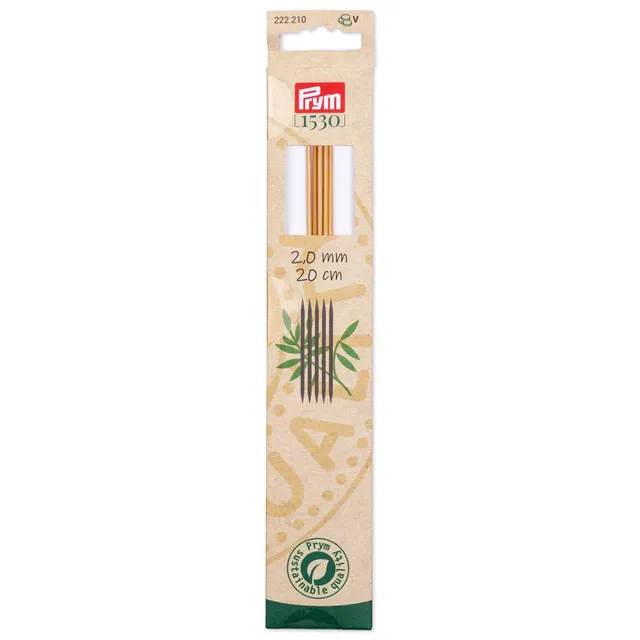 prym-222210-aiguilles-tricoter-double-pointe-en-bambou-20-cm-2-00-mm image 1