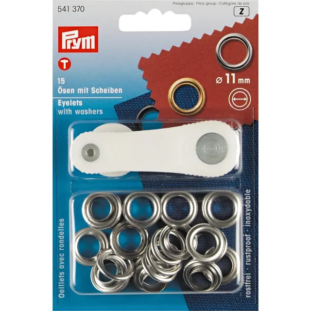 prym-541370-illets-avec-rondelles-laiton-argent-11-mm-lot-de-15 image 1