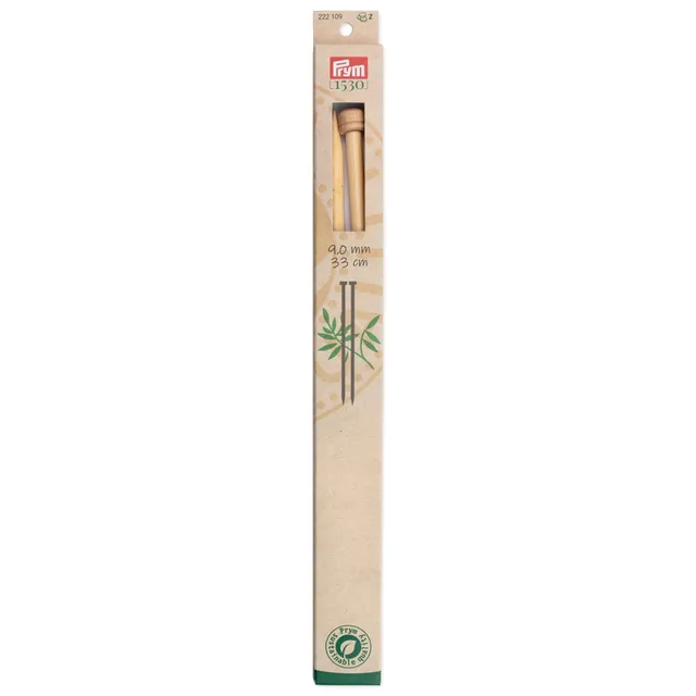 prym-1530-aiguilles-droites-tricoter-en-bambou-33-cm-9-mm-naturel image 1
