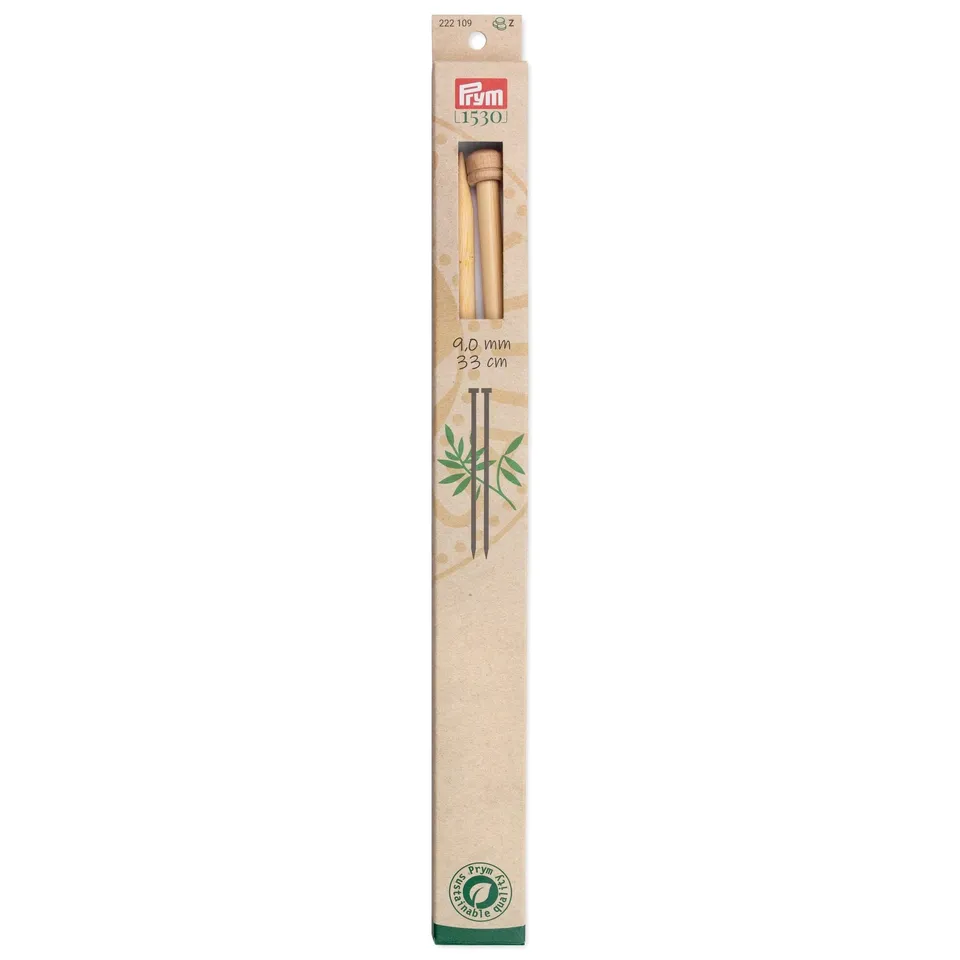 prym-1530-aiguilles-droites-tricoter-en-bambou-33-cm-9-mm-naturel image 1