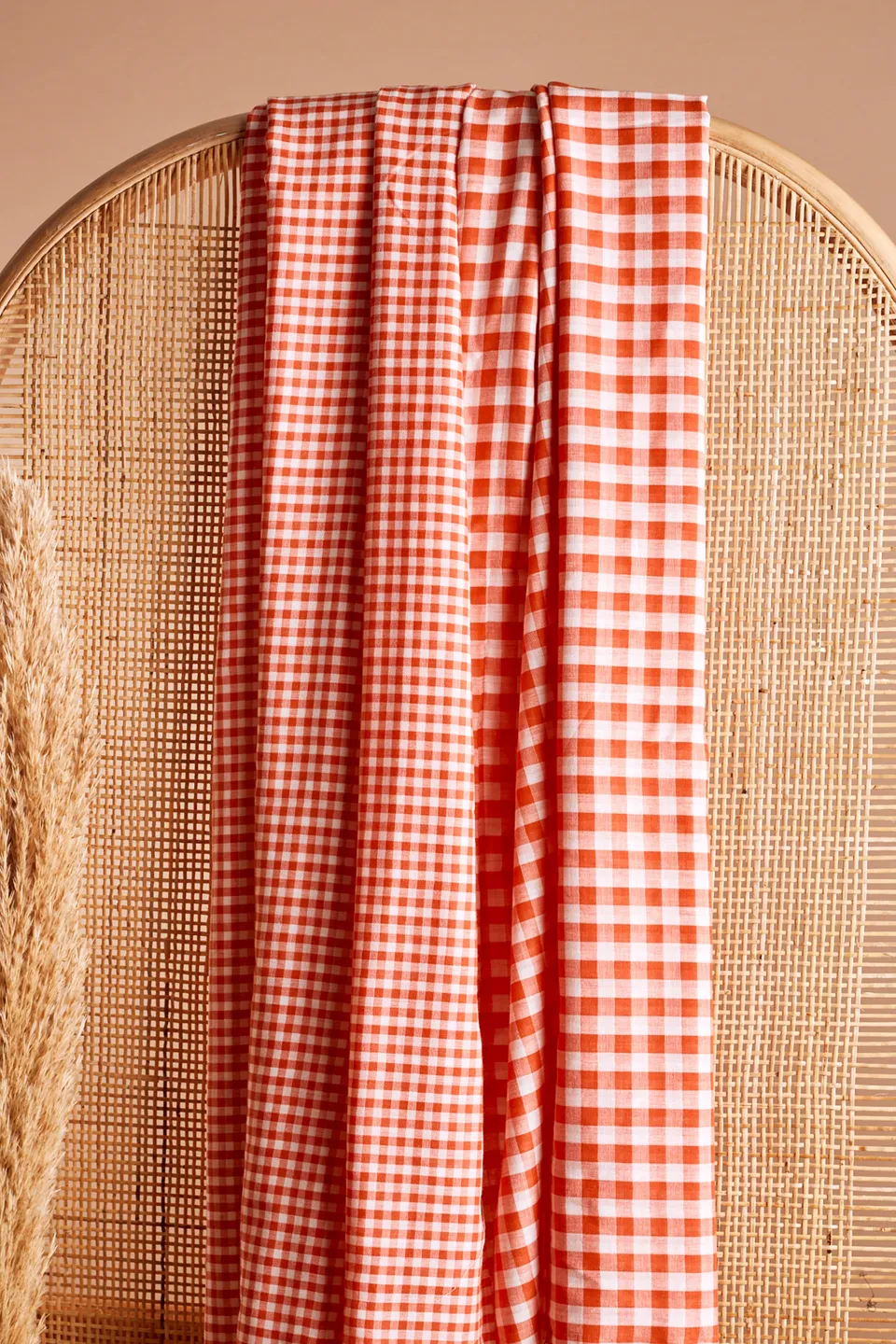 atelier-brunette-vichy-off-white-tangerine-tissu-coton-carreaux image 1