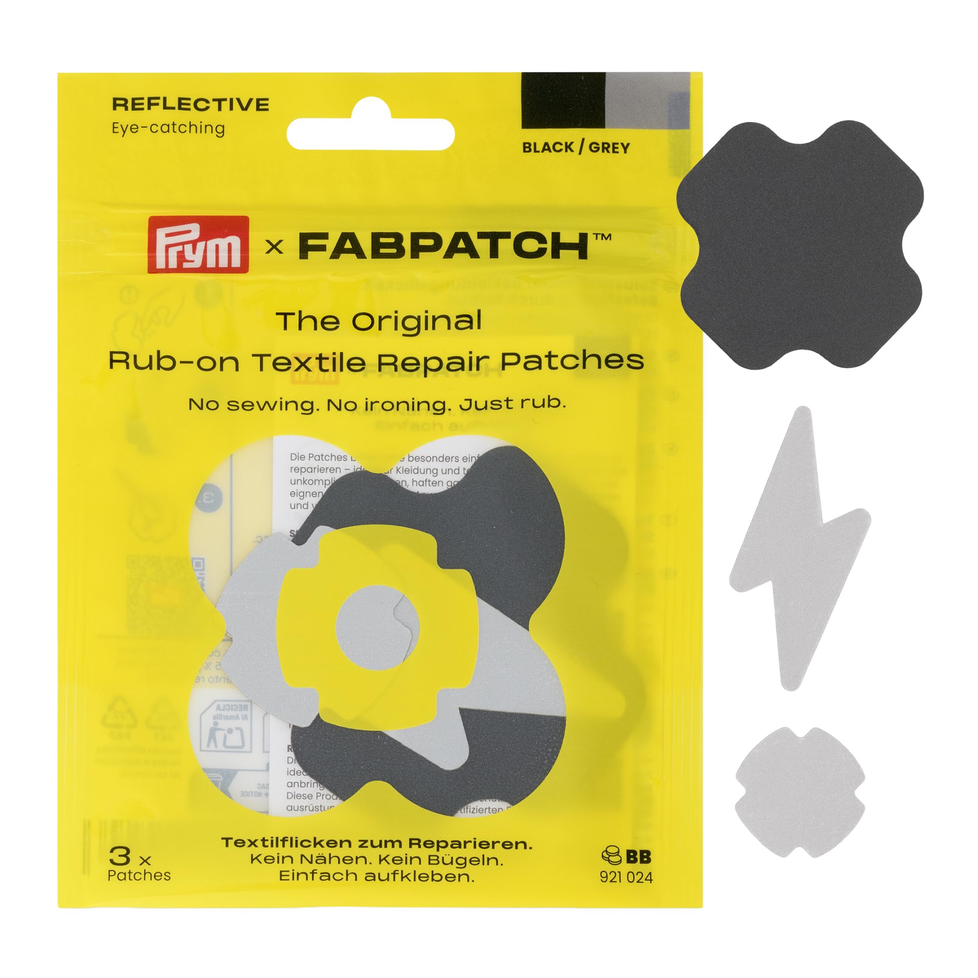 prym-fabpatch-921024-lot-de-3-patchs-r-fl-chissants-autocollants-noir-gris image 1
