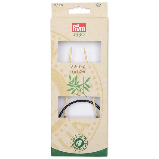 prym-1530-aiguille-circulaire-tricoter-en-bambou-naturelle-taille-unique image 1