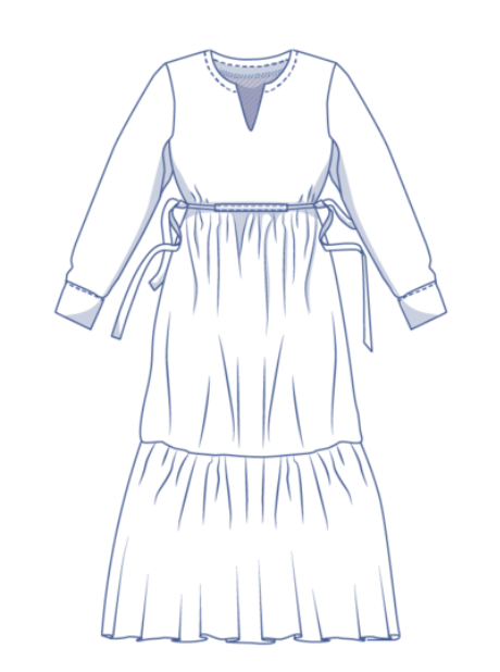 fibre-mood-pola-patron-de-couture-robe-longue-ample-taille-empire-volants image 5