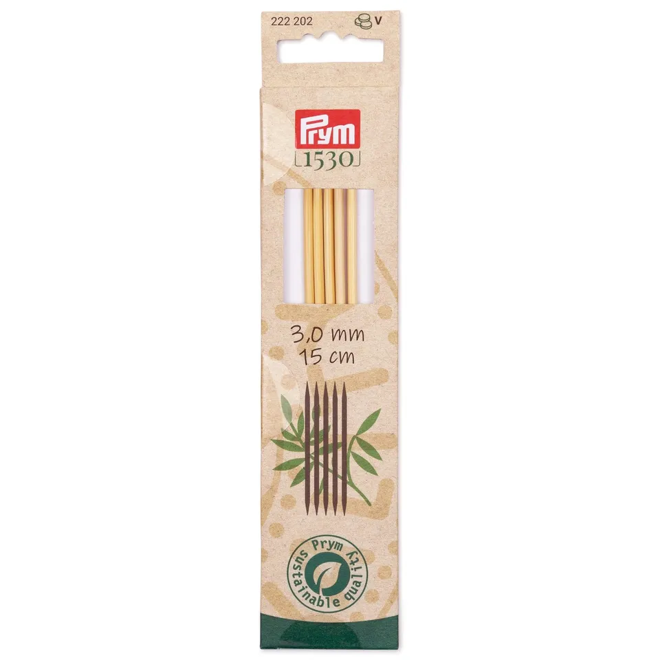 prym-1530-aiguilles-tricoter-double-pointes-bambou-15-cm-3-00-mm-naturel image 1