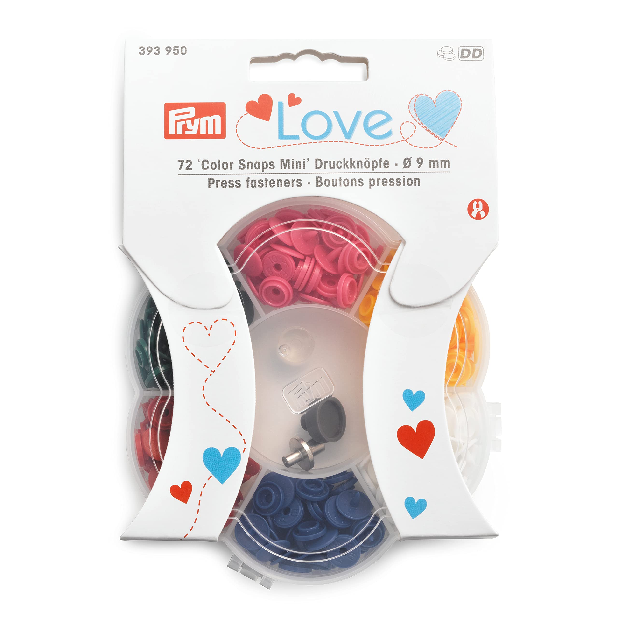 prym-love-color-snaps-mini-bo-te-72-boutons-pression-6-couleurs-kit-d-outils image 1