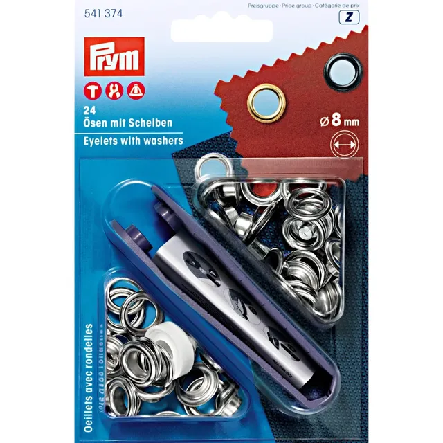 prym-illets-avec-rondelles-8-mm-argent-bo-te-24-pi-ces-avec-outils image 1