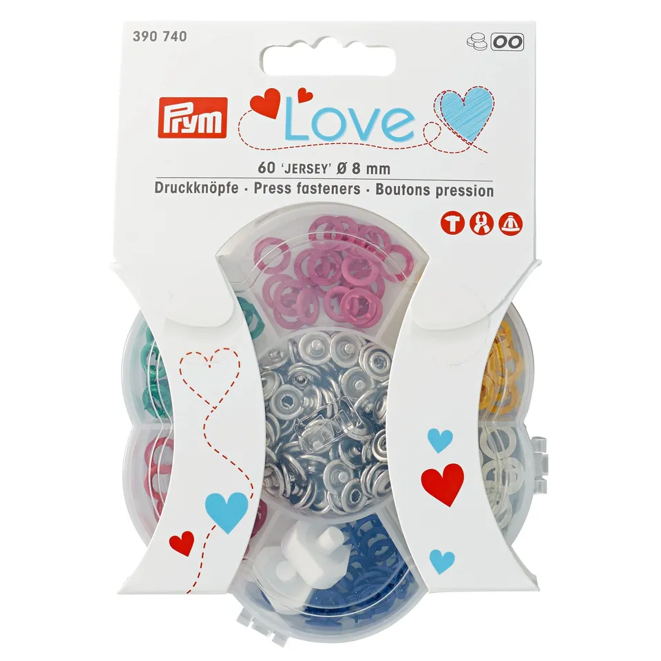 prym-love-boutons-pression-jersey-8-mm-laiton-bo-te-60-pcs-6-coloris image 1