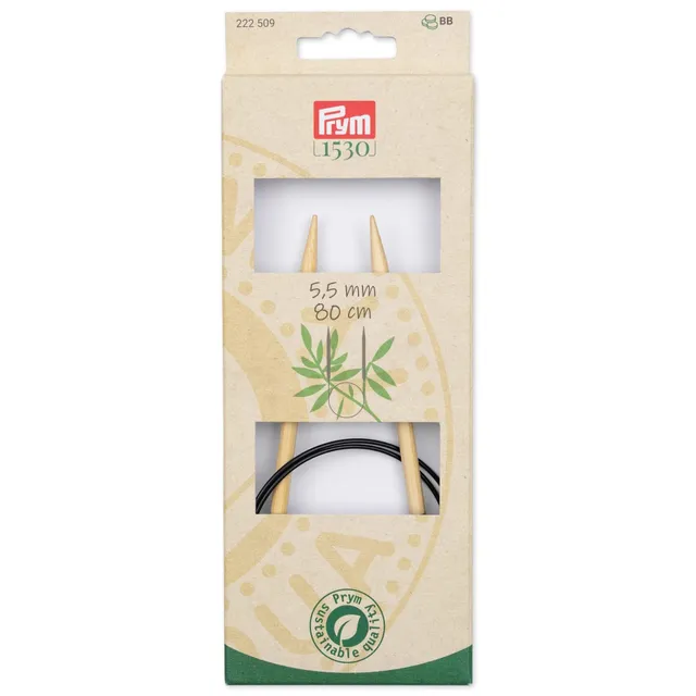 prym-1530-aiguille-circulaire-tricoter-en-bambou-naturelle-taille-unique-40-80-c image 1