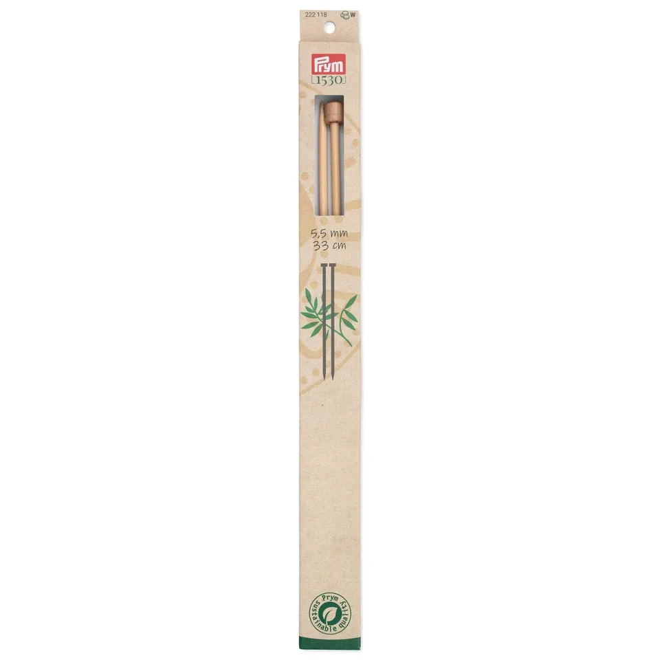 prym-1530-aiguille-tricoter-pointe-unique-bambou-33-cm-5-50-mm-naturel image 1