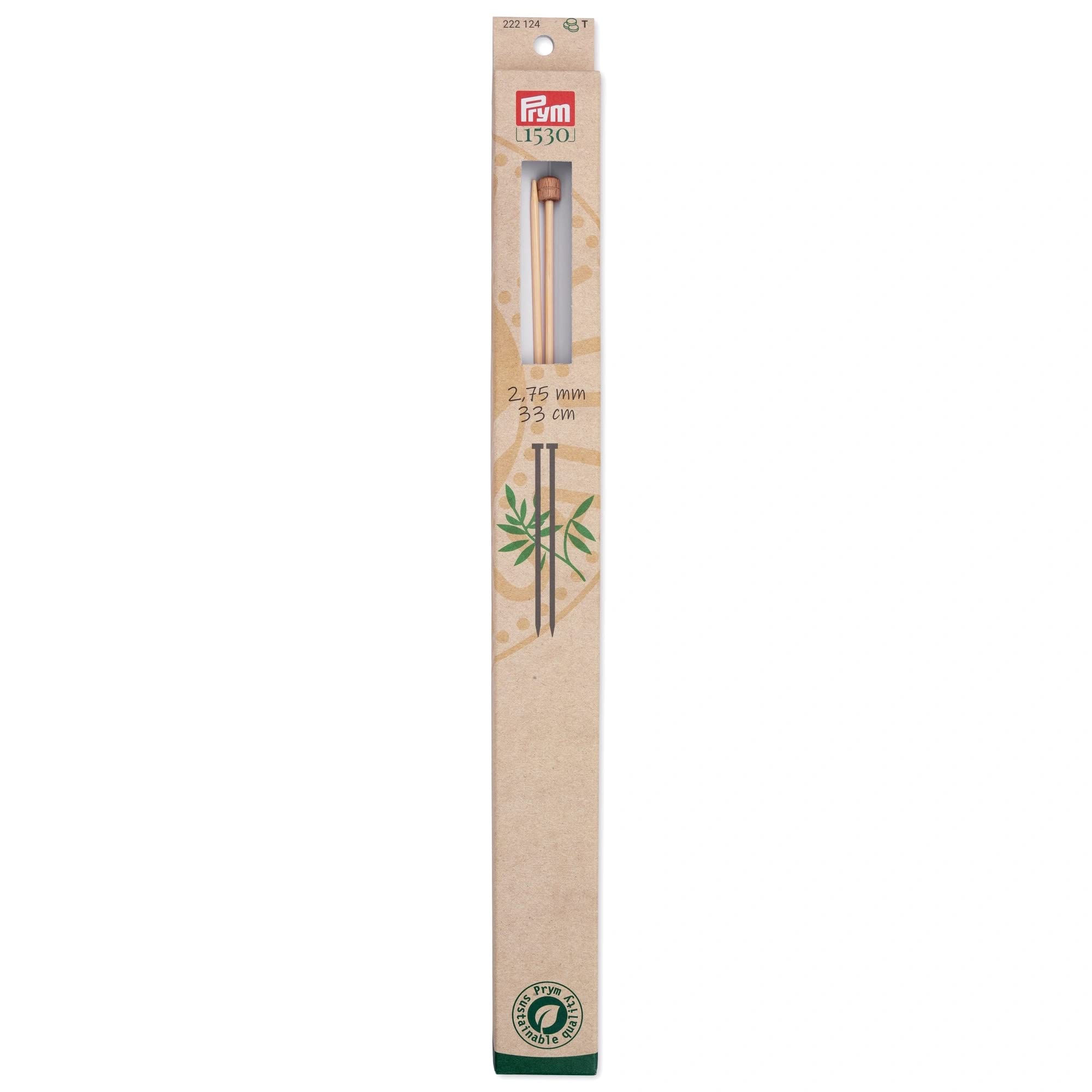 prym-aiguilles-tricoter-simple-pointe-en-bambou-33-cm-2-75-mm-naturel image 1