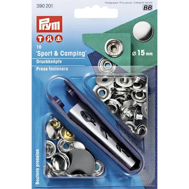 prym-boutons-pression-coudre-15-mm-argent-kit-10-pi-ces-avec-outil-de-montage image 1