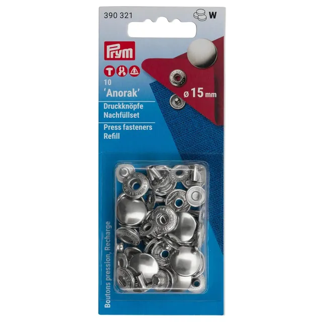 prym-boutons-pression-anorak-15-mm-laiton-argent-recharge image 1