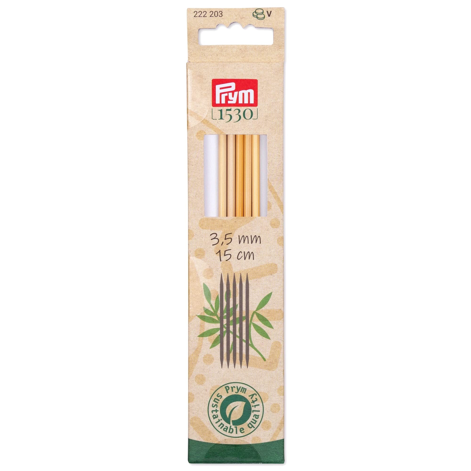 prym-1530-aiguille-tricoter-double-pointe-bambou-15-cm-3-50-mm image 1